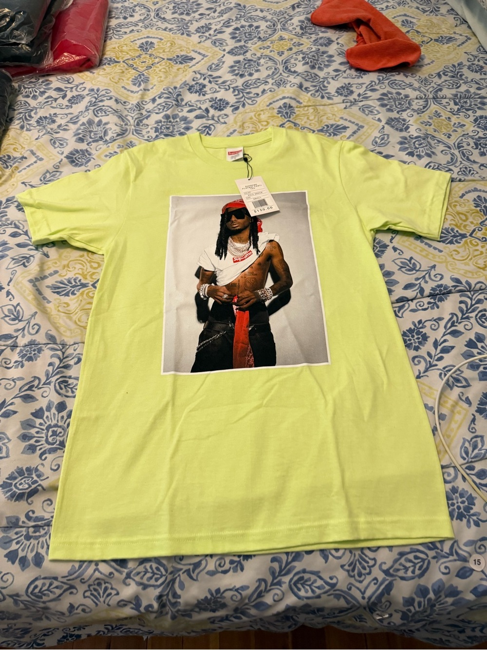 Supreme Playboi Cardi Neon Yellow Graphic Photo Tee
